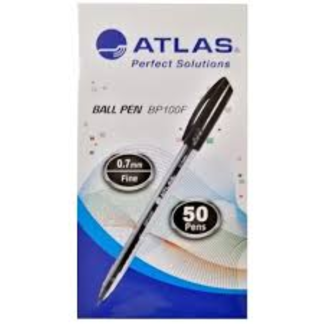 Atlas Ball Pen 0.7mm Fine  BX=10 Black AS-BP100F-BK